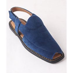 Pine Kids Peshawari Ethnic Sandals with Velcro Closure - Blue