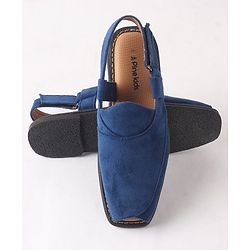 Pine Kids Peshawari Ethnic Sandals with Velcro Closure - Blue