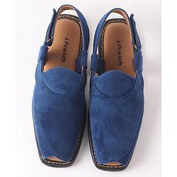 Pine Kids Peshawari Ethnic Sandals with Velcro Closure - Blue