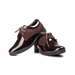 Pine Kids Lace Up Party Wear Shoes - Brown