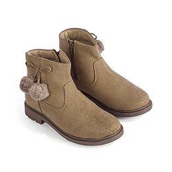 Pine Kids Slip On Winter Boots with Zipper Closure - Beige