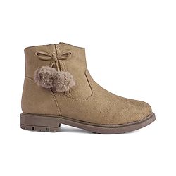 Pine Kids Slip On Winter Boots with Zipper Closure - Beige