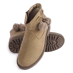 Pine Kids Slip On Winter Boots with Zipper Closure - Beige