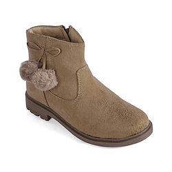 Pine Kids Slip On Winter Boots with Zipper Closure - Beige