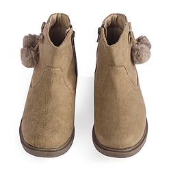 Pine Kids Slip On Winter Boots with Zipper Closure - Beige