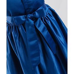 Pine Kids Party Wear Sleeveless Frock Floral Appliques - Navy Blue