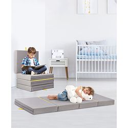 Pine Kids Classic Four Fold Sofa Cum Mattress - Grey