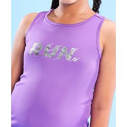 Pine Active Skin Friendly & Breathable Sleeveless Sportswear T-Shirt Text Print - Purple