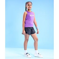 Pine Active Skin Friendly & Breathable Sleeveless Sportswear T-Shirt Text Print - Purple