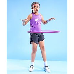 Pine Active Skin Friendly & Breathable Sleeveless Sportswear T-Shirt Text Print - Purple