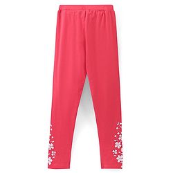 Pine Kids Full Length Stretchable & Biowashed Cotton Leggings Solid & Floral Print Pack Of 2 - Blue Pink