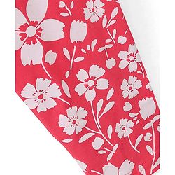 Pine Kids Full Length Stretchable & Biowashed Cotton Leggings Solid & Floral Print Pack Of 2 - Blue Pink