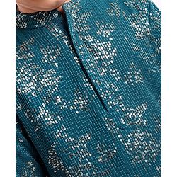 Pine Kids Full Sleeves All Over Sequined Kurta Pyjama Set - Blue