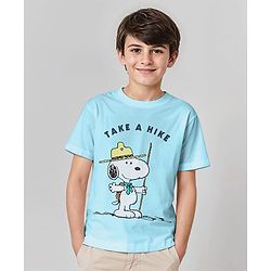 Pine kids Biowashed Peanut Collection Half Sleeves Tee Snoopy Print - Sky Blue