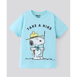 Pine kids Biowashed Peanut Collection Half Sleeves Tee Snoopy Print - Sky Blue