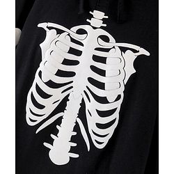 Pine Kids Full Sleeves 100% Cotton Halloween Skeleton Outfit Design Hooded Night Suit - Jet Black