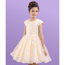 Pine Kids Short Sleeves Sequined Embroidery Party Wear Dress - Ivory