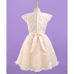 Pine Kids Short Sleeves Sequined Embroidery Party Wear Dress - Ivory