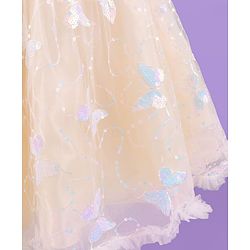 Pine Kids Short Sleeves Sequined Embroidery Party Wear Dress - Ivory