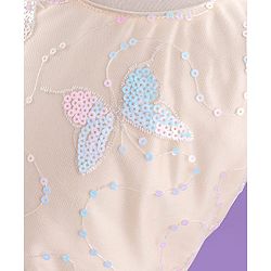 Pine Kids Short Sleeves Sequined Embroidery Party Wear Dress - Ivory
