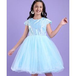 Pine Kids Sleeveless Sequined Party Wear Dress- Light Blue