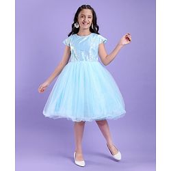 Pine Kids Sleeveless Sequined Party Wear Dress- Light Blue