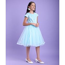 Pine Kids Sleeveless Sequined Party Wear Dress- Light Blue