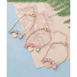 Pine Kids Free Size Bracelets Bestie Design Pack of 3- Multicolor