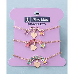 Pine Kids Free Size Bracelets Bestie Design Pack of 3- Multicolor