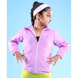 Pine Active Woven Athleisure Full Sleeves Hooded Windbreaker - Pink