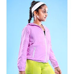Pine Active Woven Athleisure Full Sleeves Hooded Windbreaker - Pink