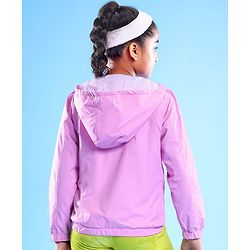 Pine Active Woven Athleisure Full Sleeves Hooded Windbreaker - Pink