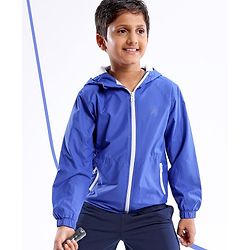 Pine Active Woven Athleisure Full Sleeves Hooded Windbreaker - Blue