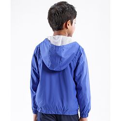 Pine Active Woven Athleisure Full Sleeves Hooded Windbreaker - Blue