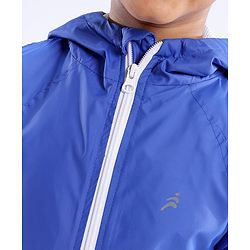Pine Active Woven Athleisure Full Sleeves Hooded Windbreaker - Blue