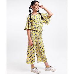 Pine Kids Floral Print Cordinated Woven Set - Yellow