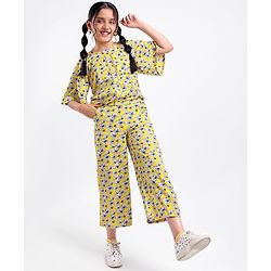 Pine Kids Floral Print Cordinated Woven Set - Yellow