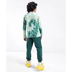 Pine Kids Full Sleeves Bio Washed Tie Dyed Crew Neck Sweatshirt & Lounge Pant - Green