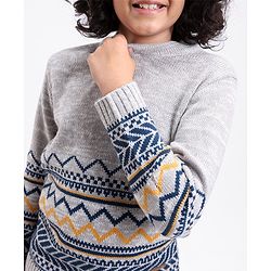 Pine Kids Full Sleeves Jacquard Sweater - Multicolour