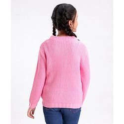 Pine Kids Full Sleeves Moderate Winter Sweater Cable Structure - Pink
