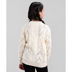 Pine Kids Full Sleeves Moderate Winter Sweater Pointle Structure - Off White