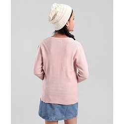 Pine Kids Full Sleeves Moderate Winter Sweater With Pearl Emblishment & Super Soft - Pink