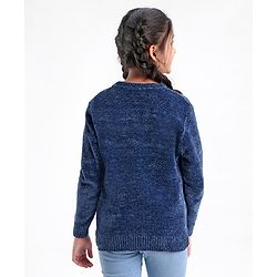 Pine Kids Full Sleeves Chenille Sweater for Moderate Winter - Navy