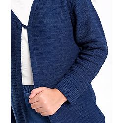 Pine Kids Full Sleeves Moderate Winter Front Open Shrug - Blue