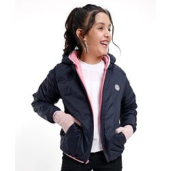 Pine Kids Full Sleeves Solid Padded Reversible Jacket with Hood & Travelling Pouch - Multicolour