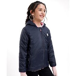 Pine Kids Full Sleeves Solid Padded Reversible Jacket with Hood & Travelling Pouch - Multicolour