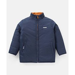 Pine Kids Full Sleeves Reversible Padded Jacket with Travelling Pouch - Yellow Navy Blue