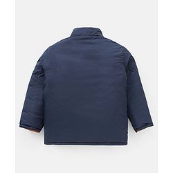 Pine Kids Full Sleeves Reversible Padded Jacket with Travelling Pouch - Yellow Navy Blue