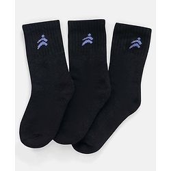 Pine Active Bamboo Lycra Blend Ankle Length Socks Logo Print Pack Of 3 -  Black