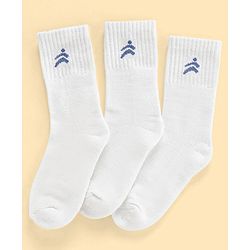 Pine Active Bamboo Lycra Blend Ankle Length Socks Logo Print Pack Of 3 -  White